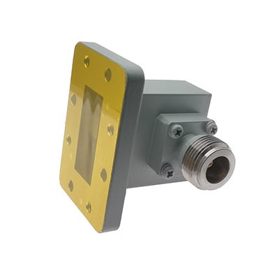 WR112 转 N母 波导同轴转接器，6.57-9.9GHz，正交，UDR84法兰