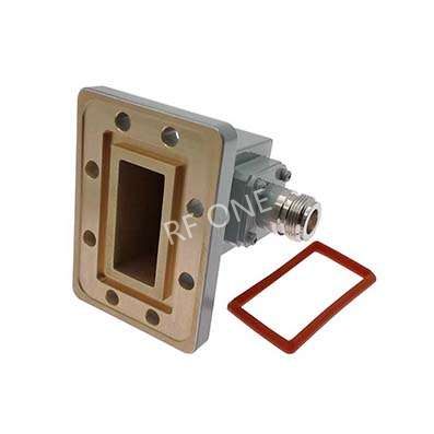 WR137 转 N母 波导同轴转接器，5.37-8.2GHz，正交，PDR70法兰