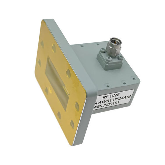 WR137转SMA Male 波导同轴转接器, 5.38-8.17GHz, UDR70法兰, 正交