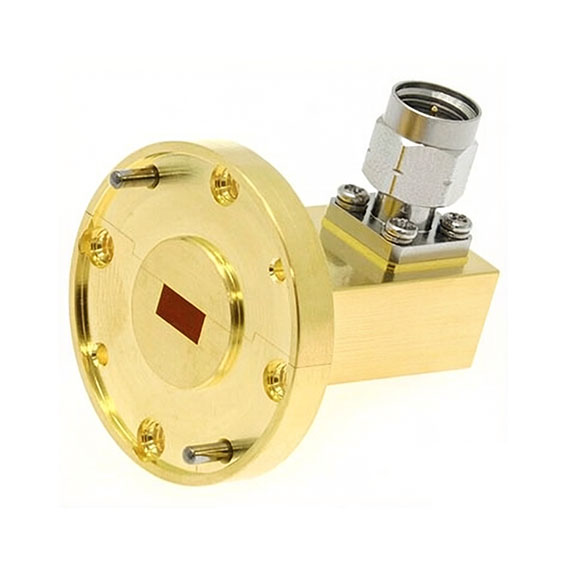 WR22转2.4mm Male 波导同轴转接器, 32.9-50.1GHz, UG-383/U法兰, 正交