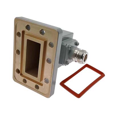 WR229 转 N母 波导同轴转接器，3.22-4.9GHz，正交，PDR40法兰