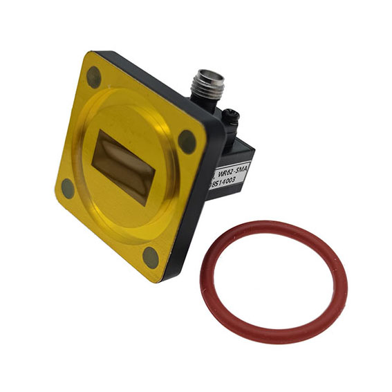 WR62转SMA母波导同轴转接器, 11.9-18GHz, PBR140法兰, 正交