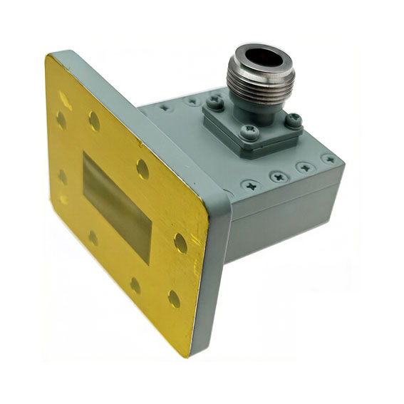 WR90转N母波导同轴转接器, 8.2-12.5GHz, CPR90F法兰, 正交