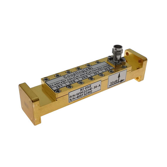WR22 波导宽臂高定向耦合器, 30 dB, 32.9-50 GHz, 2.4mm耦合口