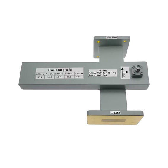 WR112 波导十字交叉耦合器, 40 dB, 6.57-9.99 GHz, UDR84法兰, SMA耦合口